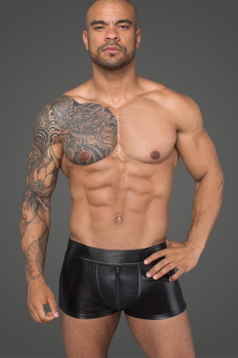 Shorts aus Powerwetlook und 3D-Netz H058 von Noir Handmade Rebellious Collection Shorts aus Powerwetlook und 3D-Netz H058 von Noir Handmade Rebellious Collection